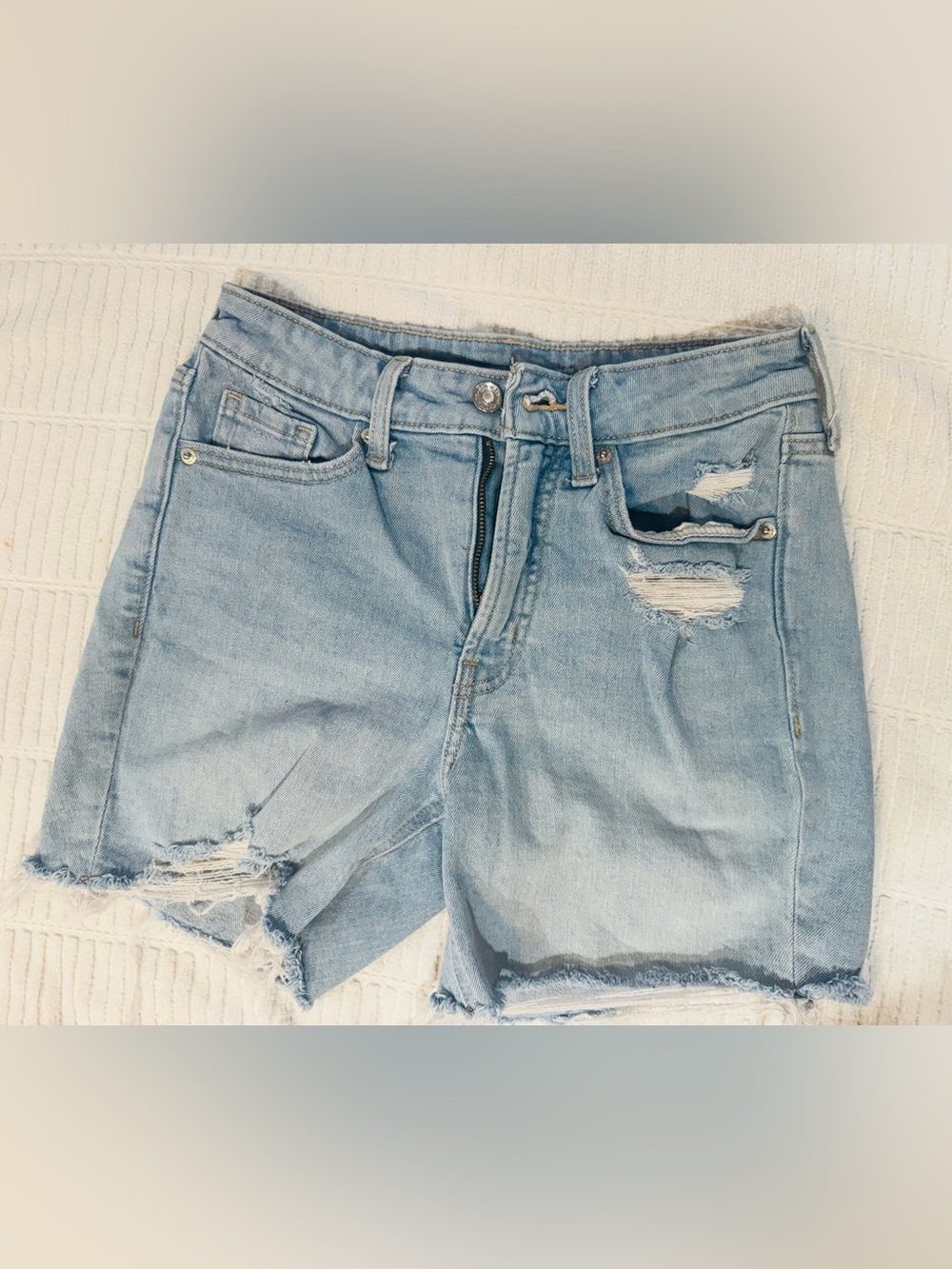 Old Navy High Rise OG Denim Distressed Women’s Shorts Patriotic Flag Size 0